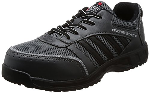 [CO-COS] [コーコス信岡] セーフティースニーカー JSAA規格 高通気メッシュ 耐滑 耐油 衝撃吸収 反射テープ A-44000 チャコール 25.5 cm